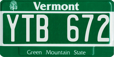 VT license plate YTB672