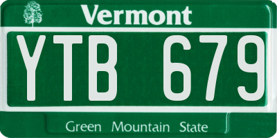 VT license plate YTB679