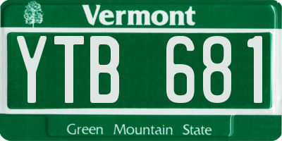 VT license plate YTB681