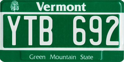 VT license plate YTB692