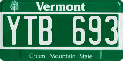 VT license plate YTB693