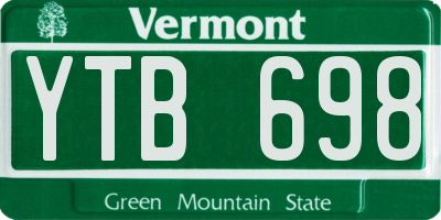VT license plate YTB698