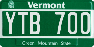 VT license plate YTB700