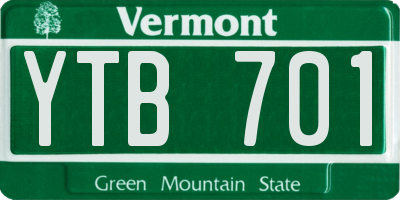 VT license plate YTB701