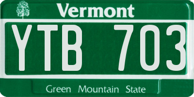 VT license plate YTB703