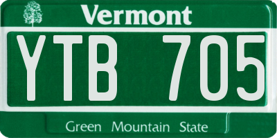 VT license plate YTB705