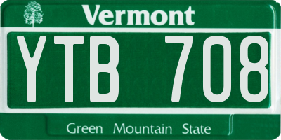 VT license plate YTB708