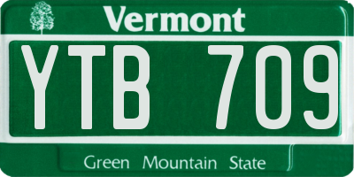 VT license plate YTB709