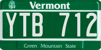 VT license plate YTB712