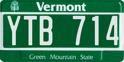 VT license plate YTB714