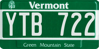 VT license plate YTB722