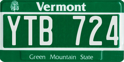 VT license plate YTB724