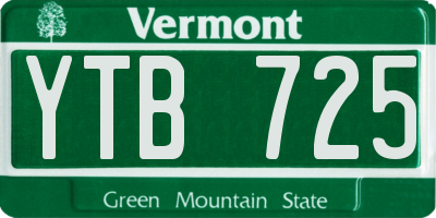 VT license plate YTB725