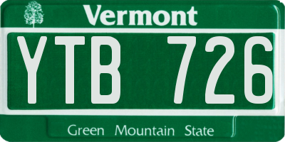 VT license plate YTB726