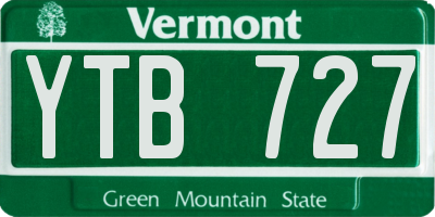 VT license plate YTB727