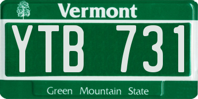 VT license plate YTB731
