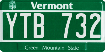 VT license plate YTB732