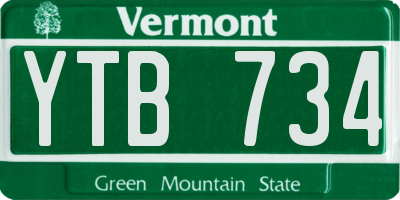 VT license plate YTB734