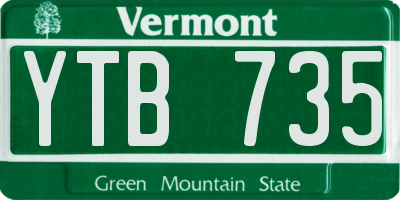 VT license plate YTB735