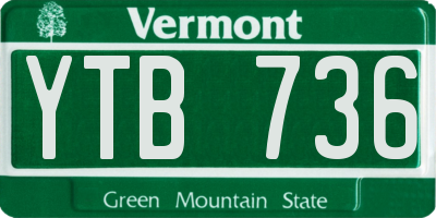 VT license plate YTB736