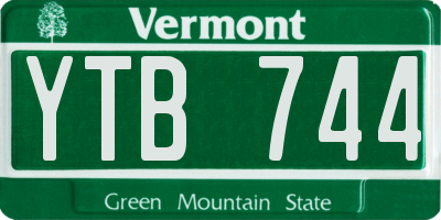 VT license plate YTB744