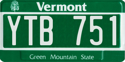 VT license plate YTB751