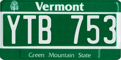VT license plate YTB753