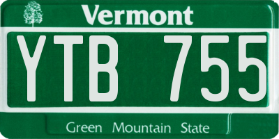 VT license plate YTB755