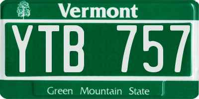 VT license plate YTB757