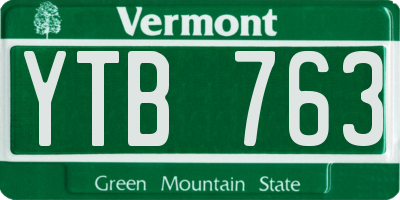 VT license plate YTB763