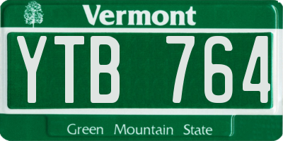 VT license plate YTB764