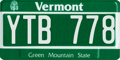VT license plate YTB778