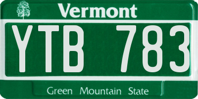 VT license plate YTB783