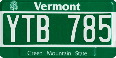 VT license plate YTB785