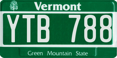 VT license plate YTB788