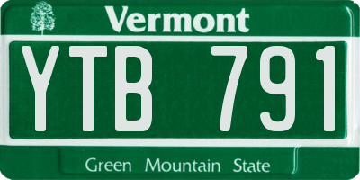 VT license plate YTB791