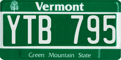 VT license plate YTB795