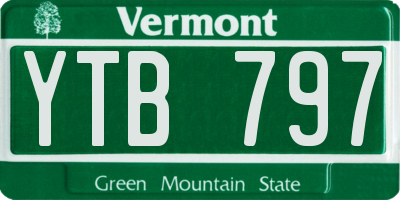 VT license plate YTB797