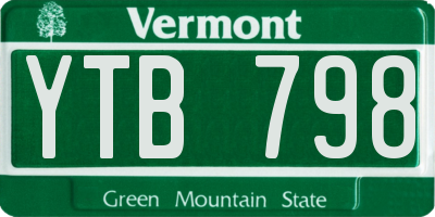 VT license plate YTB798