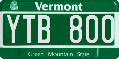 VT license plate YTB800