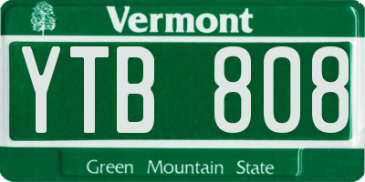 VT license plate YTB808