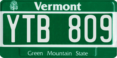 VT license plate YTB809