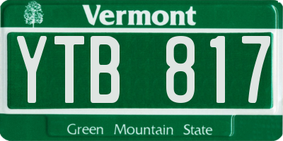 VT license plate YTB817