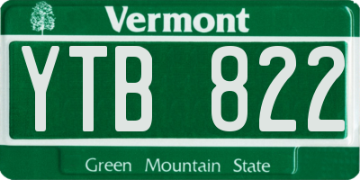 VT license plate YTB822