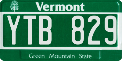 VT license plate YTB829