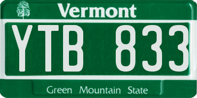 VT license plate YTB833