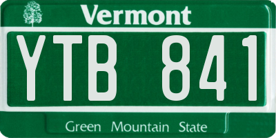 VT license plate YTB841