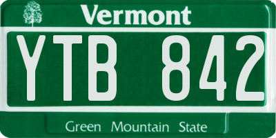 VT license plate YTB842