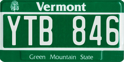 VT license plate YTB846