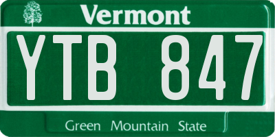 VT license plate YTB847